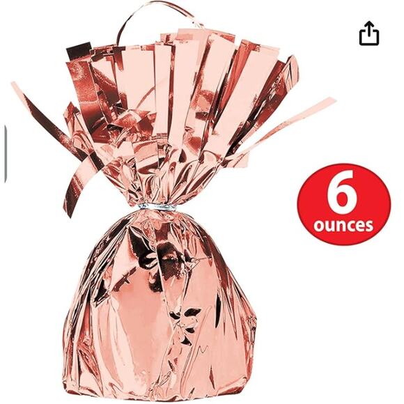 12 Pack Metallic Wrapped Balloon Weights- 6 Oz, Rose Gold - Picture 2 of 4